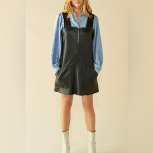 ba&sh Ludivine 100% Lambskin Leather Mini Dress Zip Jumper